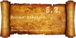 Balder Nikolett névjegykártya
